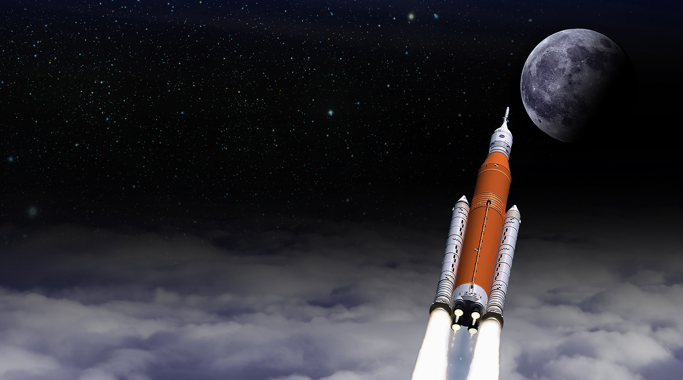 SLS powered by RS-25 engine rockets toward moon